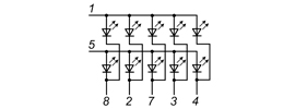 Электрическая схема цифрового индикатора АЛС362 (3ЛС362) с красным свечением