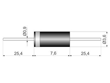 Размеры супербыстродействующего диода в корпусе DO-15