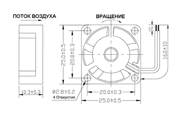 Размеры RQD 2510MS 5VDC