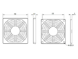 Чертеж и размеры решетки с фильтром для вентиляторов 92х92
