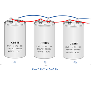 Изображение подключения конденсаторов CBB65