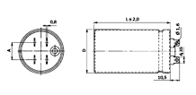Схема, чертеж габаритных и установочных размеров конденсаторов электролитических К50-19