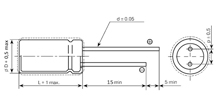 Схема, чертеж габаритных и установочных размеров конденсаторов электролитических К50-35 в изолированном корпусе