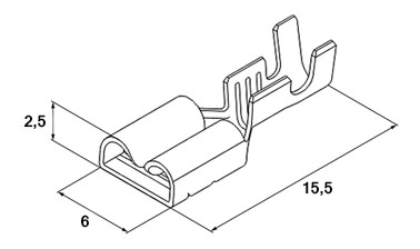 Схема наконечника плоского неизолированного DJ622-D4,8A 0,5-0,8 мм² 0,8х4,8 мм