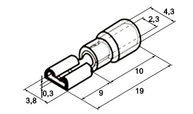 Схема наконечника плоского изолированного FDD2-110(5) 1,5-2,5 мм² 0,5×2,8 мм