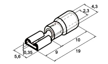 Схема наконечника плоского изолированного FDD2-187(5) 1,5-2,5 мм² 0,5×4,75 мм
