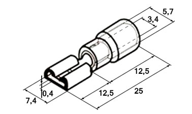 Схема наконечника плоского изолированного FDD5.5-250 4-6 мм² 0,8×6,35 мм