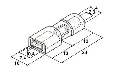Схема наконечника плоского изолированного FDFNY2-250 1,5-2,5 мм² 0,8×6,35 мм