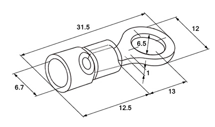 Схема наконечника кольцевого изолированного RV5,5-6 4-6 мм² Ø 6 мм