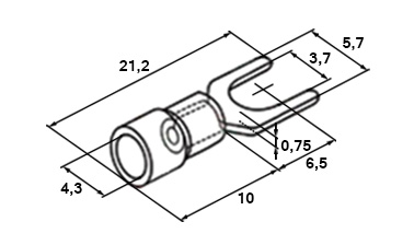 Схема наконечника вилочного изолированного SVS1.25-3.7 0,5-1,5 мм² Ø 3,7 мм