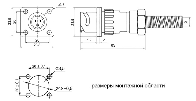 Размеры FQ18-3pin ZPJ