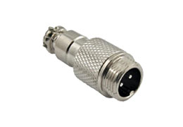 Разъем цилиндрический малогабаритный GX12M-2 кабельная вилка Ø12 мм, 7 А Разъем цилиндрический малогабаритный GX12M-2 кабельная вилка Ø12 мм, 7 А