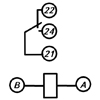 Контакты принципиальной схемы реле РП21 без розетки или на розетке типа 1