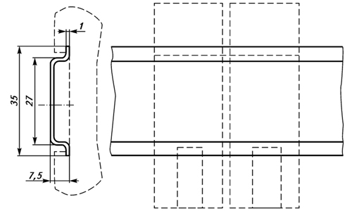 Размеры установочной рейки (375-1275 мм)