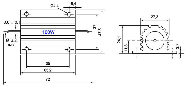 Размеры 100W