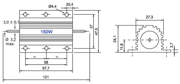 Размеры 150W
