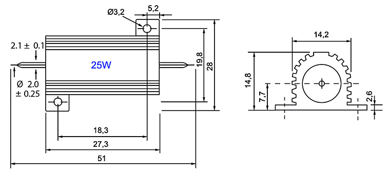 Размеры 25W