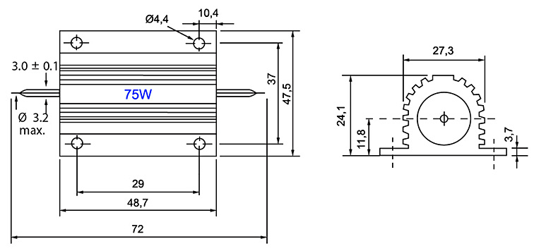 Размеры 75W
