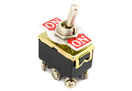 Тумблеры двухполюсные KN3(B)-223A, (ON)-OFF-(ON) без фиксации, 250В 10А, под винт