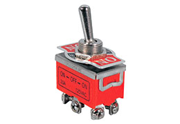 Тумблеры двухполюсные KN3(C)-203, ON-OFF-ON с фиксацией, 250В 6А, под винт
